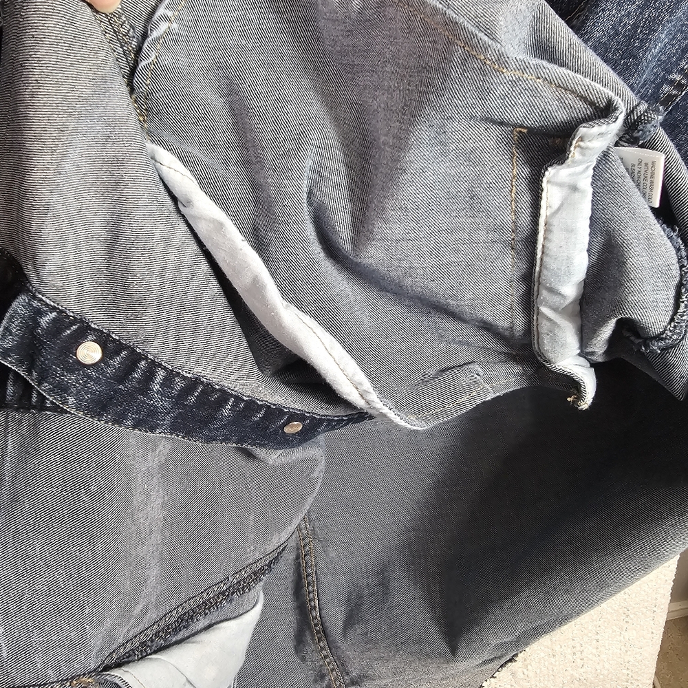 LOGO by Lori Goldstein Dark Wash Denim Jacket Women’s 14 Longline - Picture 6 of 9